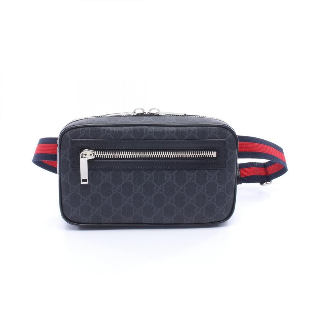 Gucci GG Supreme Belt Bag Waist Body Canvas Leather Black